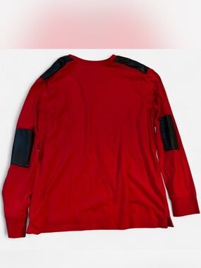 Midnight Velvet Men's Red Long-Sleeve Shirt with Black Elbow & Shoulder Accents